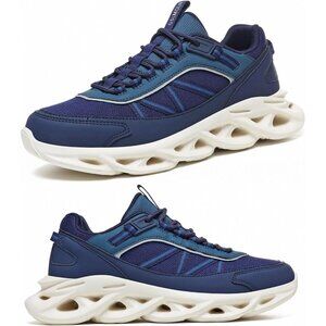 Women's Breathable Fabric Running Walking Black White Sneakers Athletic Shoes